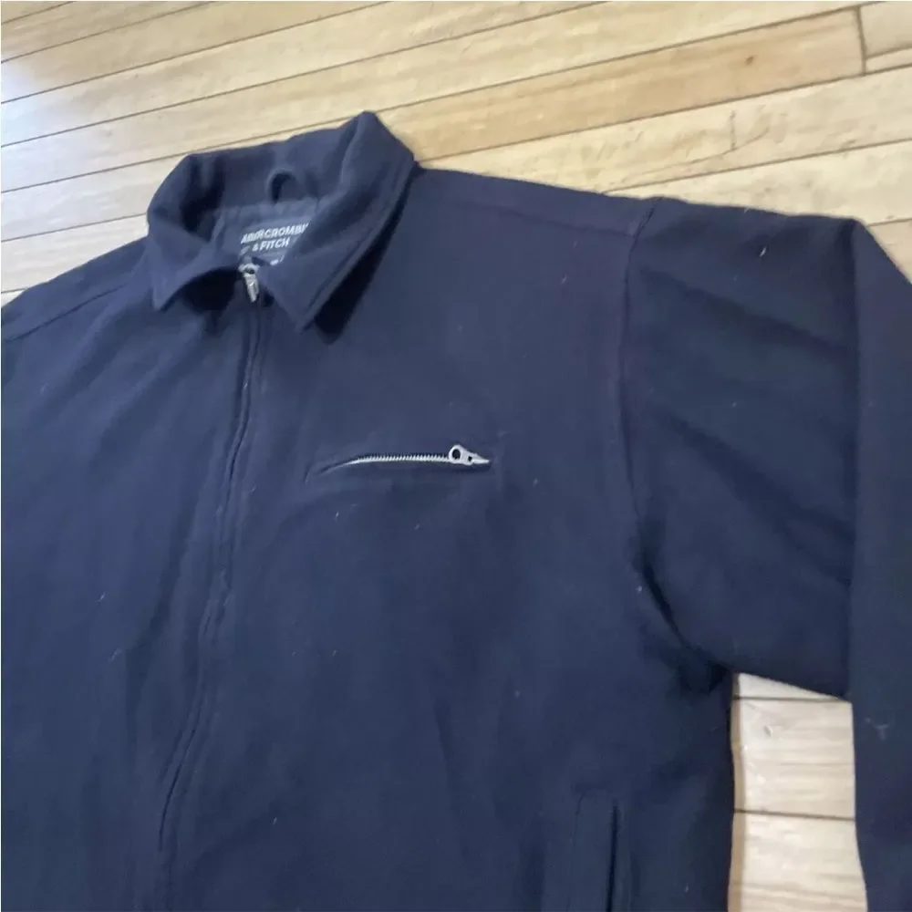 Abercrombie & Fitch Mens XL Gray Full Zip Long Sleeve Heavy Wool Blend Jacket XL